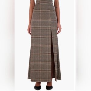 Plaid Maxi Skirt - Brown